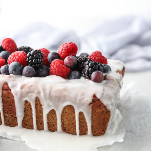 Raspberry-Swirled Purple Barley Pound Cake